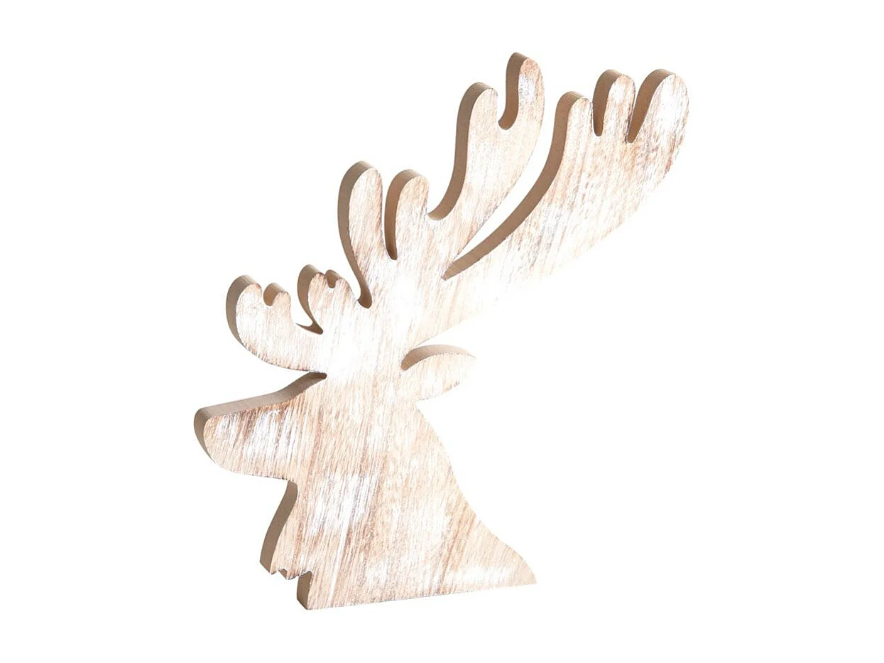 Tête de cerf en bois blanchi