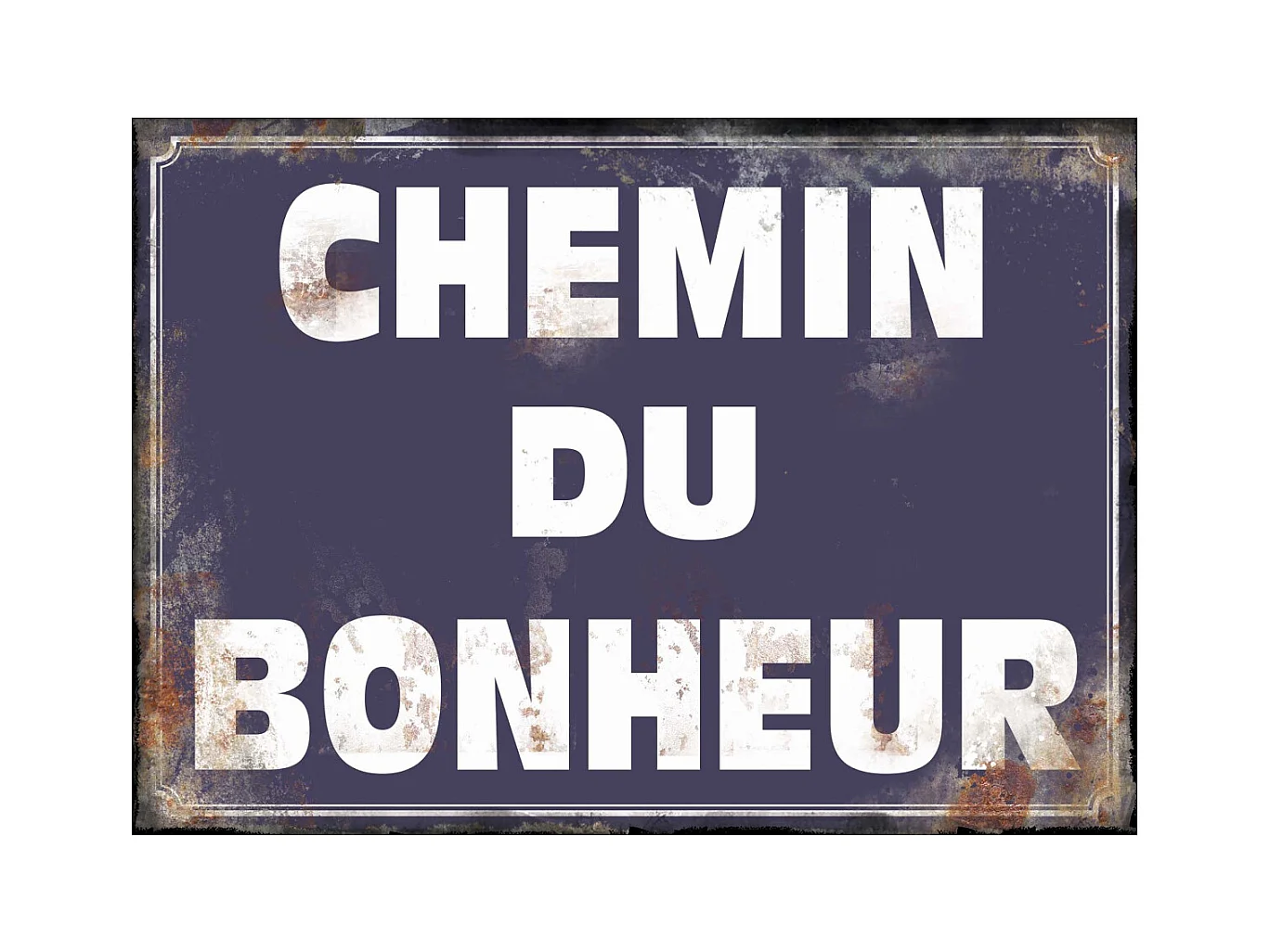 Plaque en métal humour 21 x 15 cm Chemin du bonheur