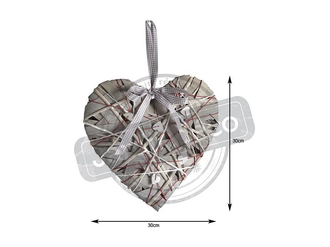 Coeur en bois à suspendre 30 cm