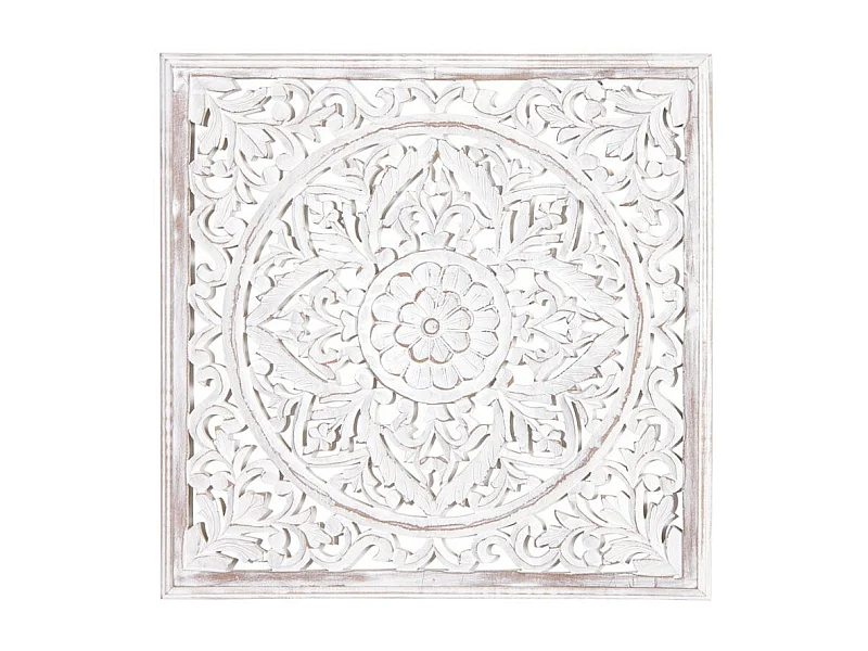 Décoration murale sculptée blanchie