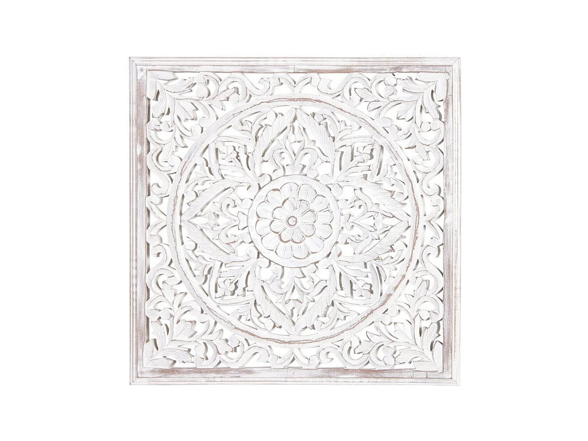 Décoration murale sculptée blanchie