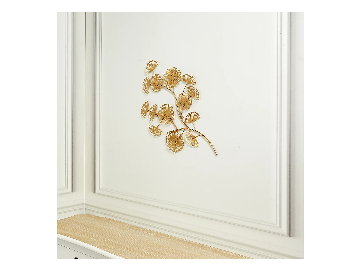 Decoration Murale Fleur Metal 52cm Or