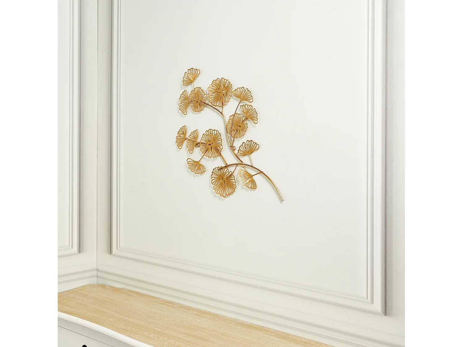 Decoration Murale Fleur Metal 52cm Or