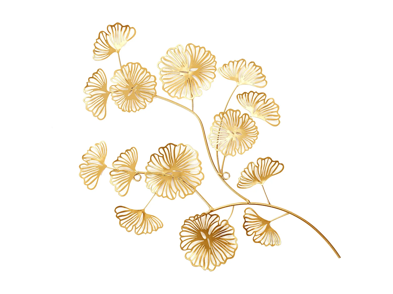 Decoration Murale Fleur Metal 52cm Or