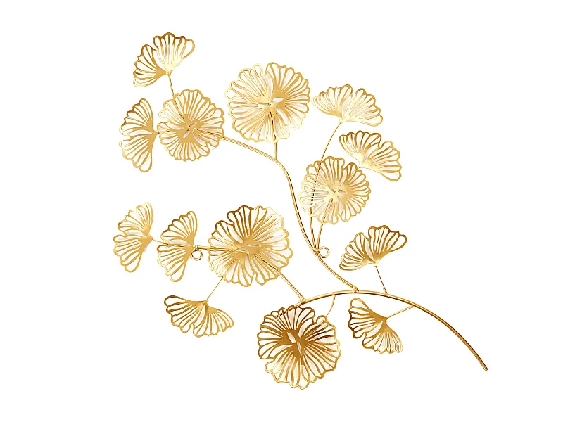 Decoration Murale Fleur Metal 52cm Or