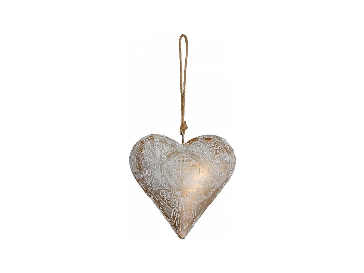 Coeur doré à suspendre en métal patiné