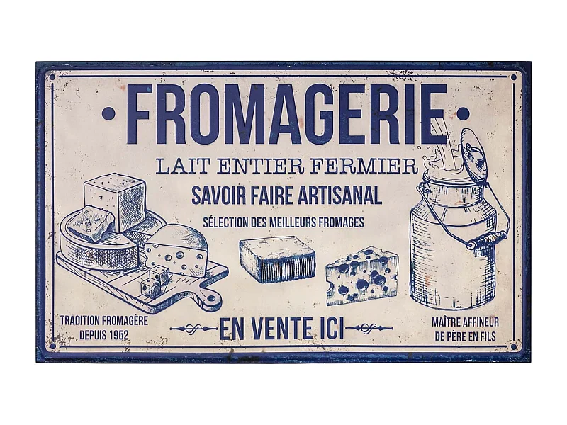 Plaque décorative en fer Commerce 122.5 x 74 cm Fromagerie