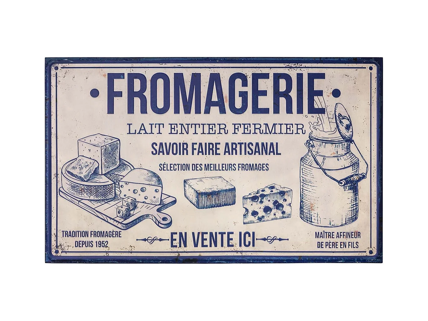 Plaque décorative en fer Commerce 122.5 x 74 cm Fromagerie