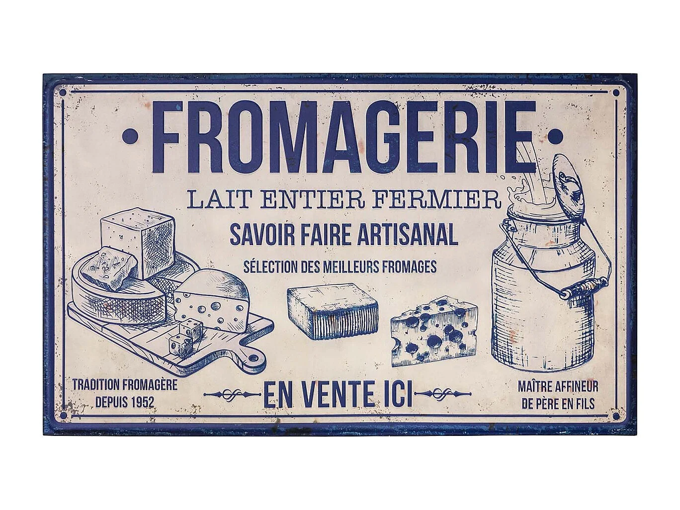 Plaque décorative en fer Commerce 122.5 x 74 cm Fromagerie