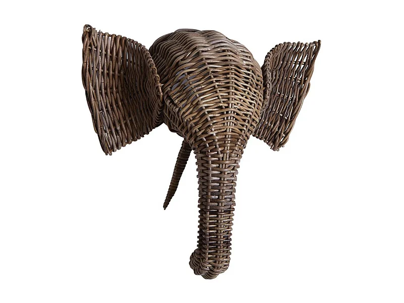 Trophée tête d'animal en poelet gris Eléphant