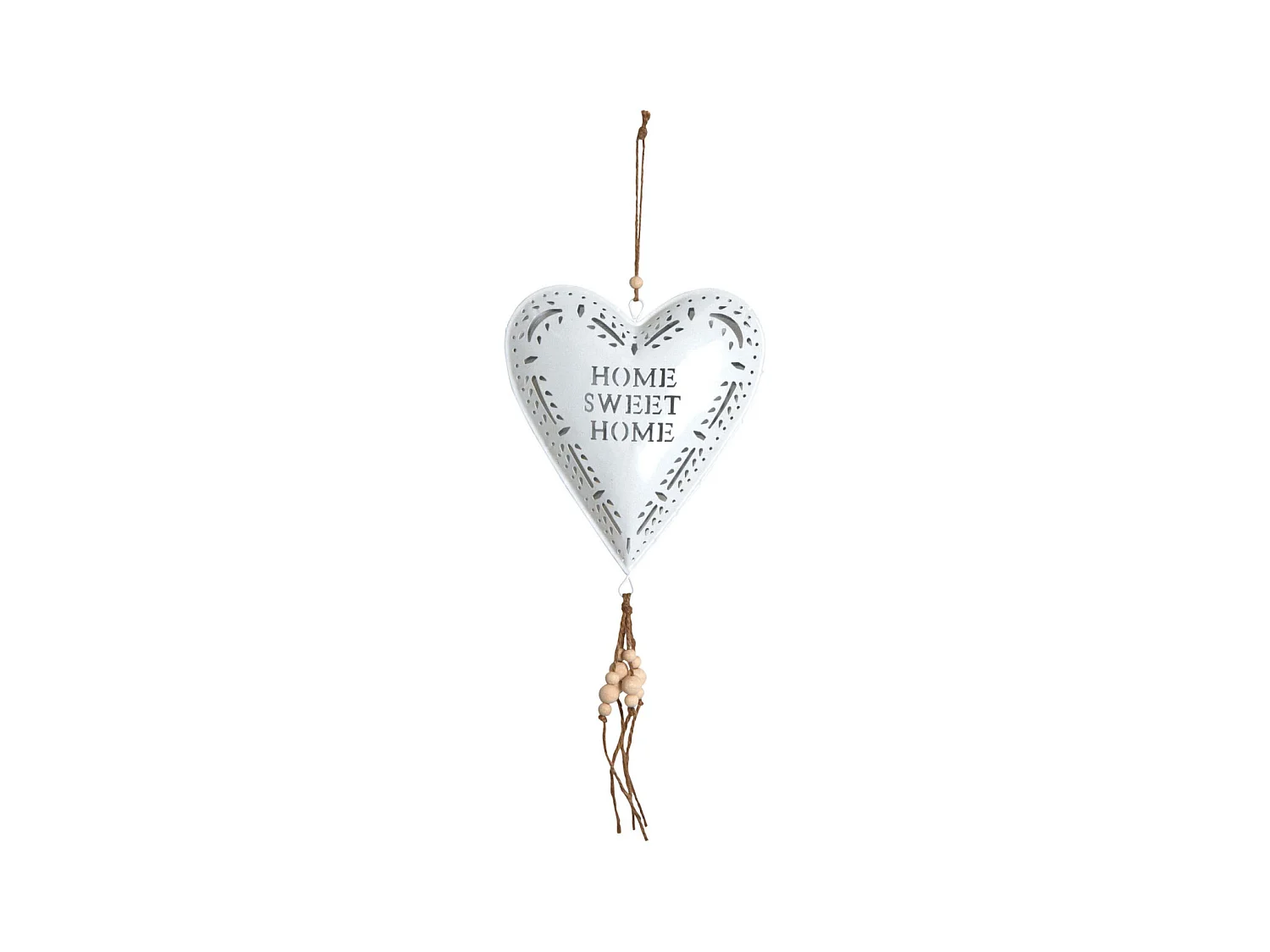Coeur blanc en métal à suspendre Sweet home 19 cm