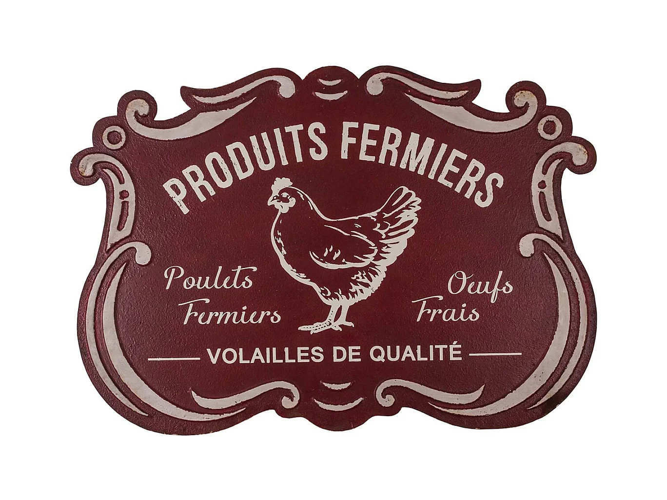Plaque métallique découpée style rétro Produits fermiers