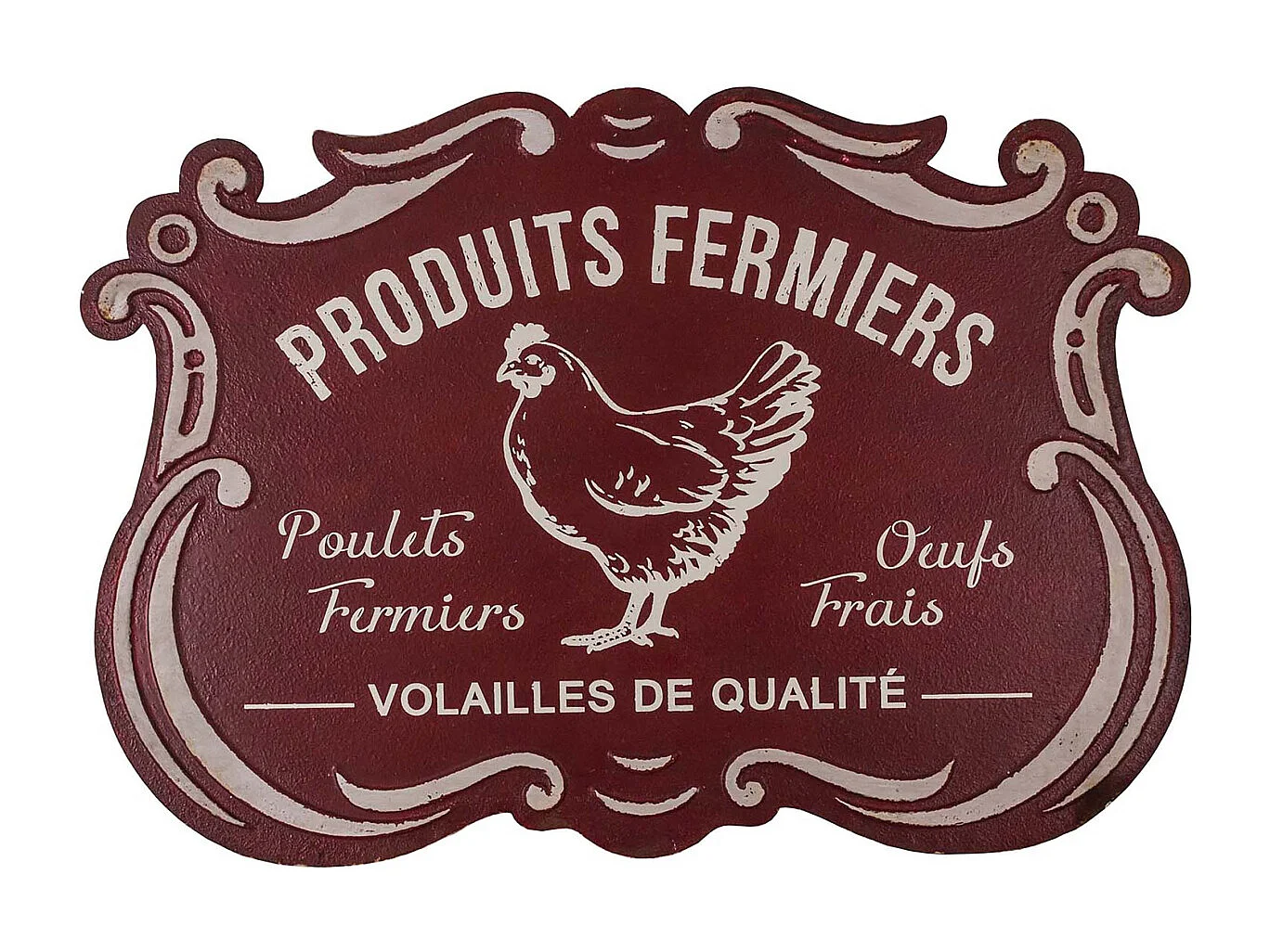 Plaque métallique découpée style rétro Produits fermiers