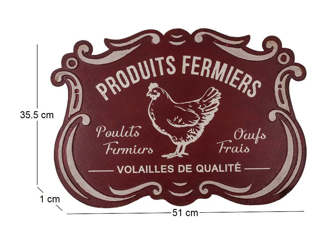 Plaque métallique découpée style rétro Produits fermiers