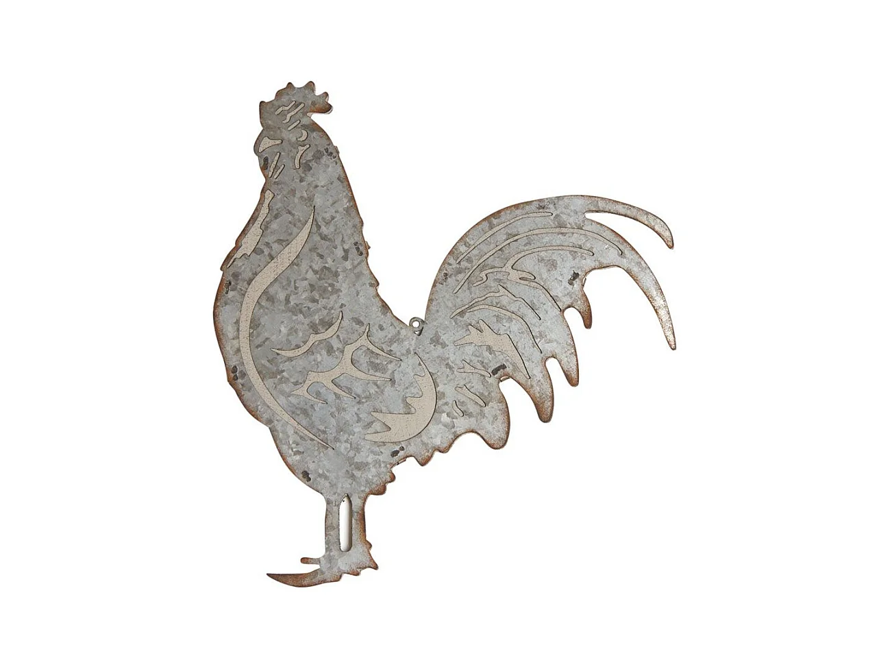 Coq mural en métal galvanisé