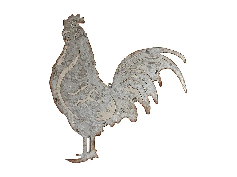 Coq mural en métal galvanisé