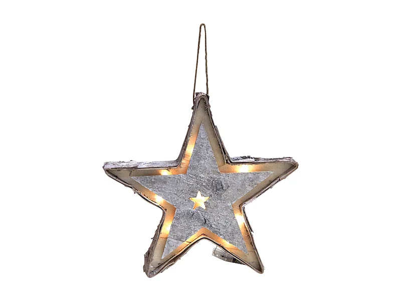 Etoile en bouleau blanchi avec led