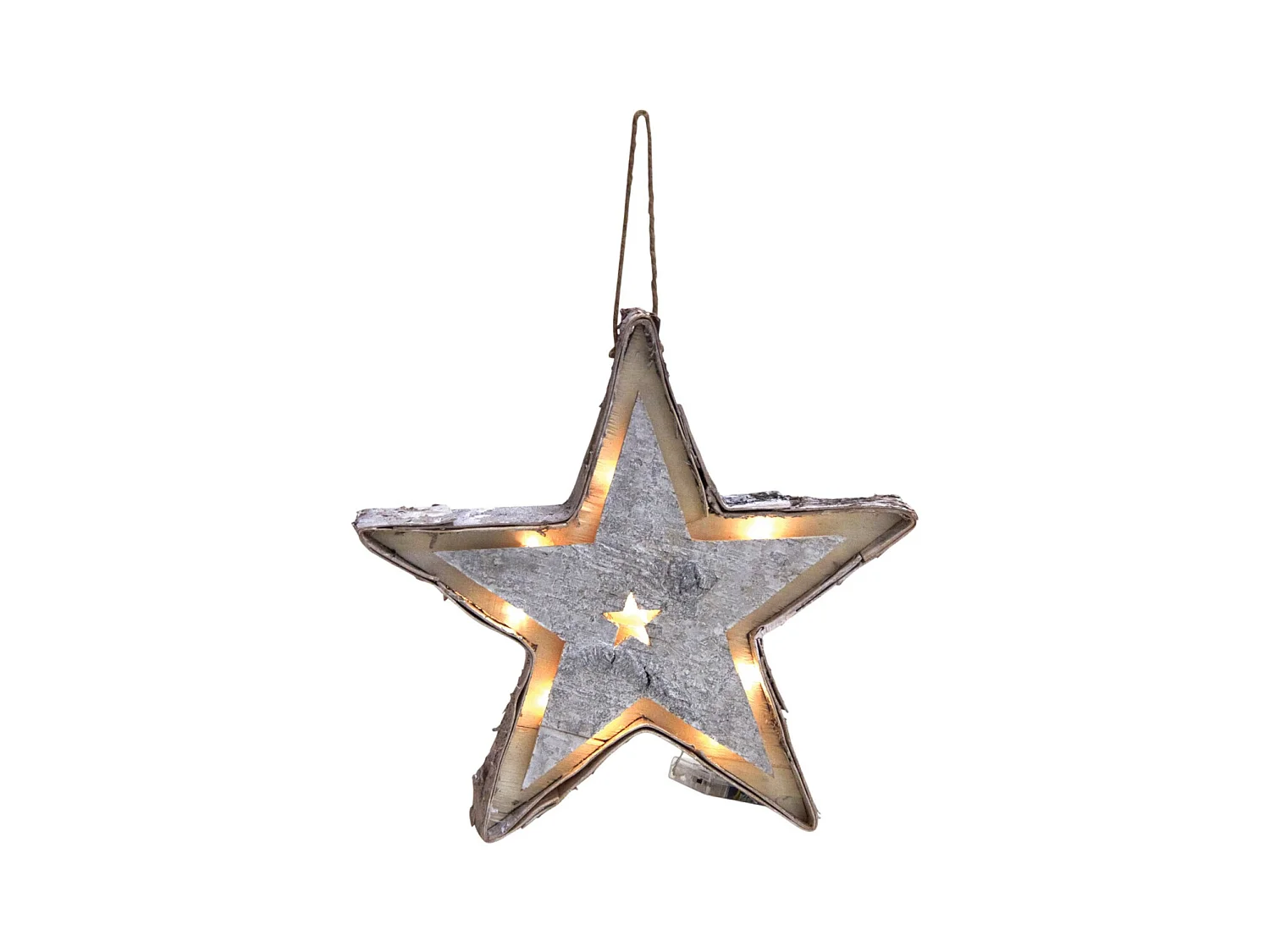 Etoile en bouleau blanchi avec led
