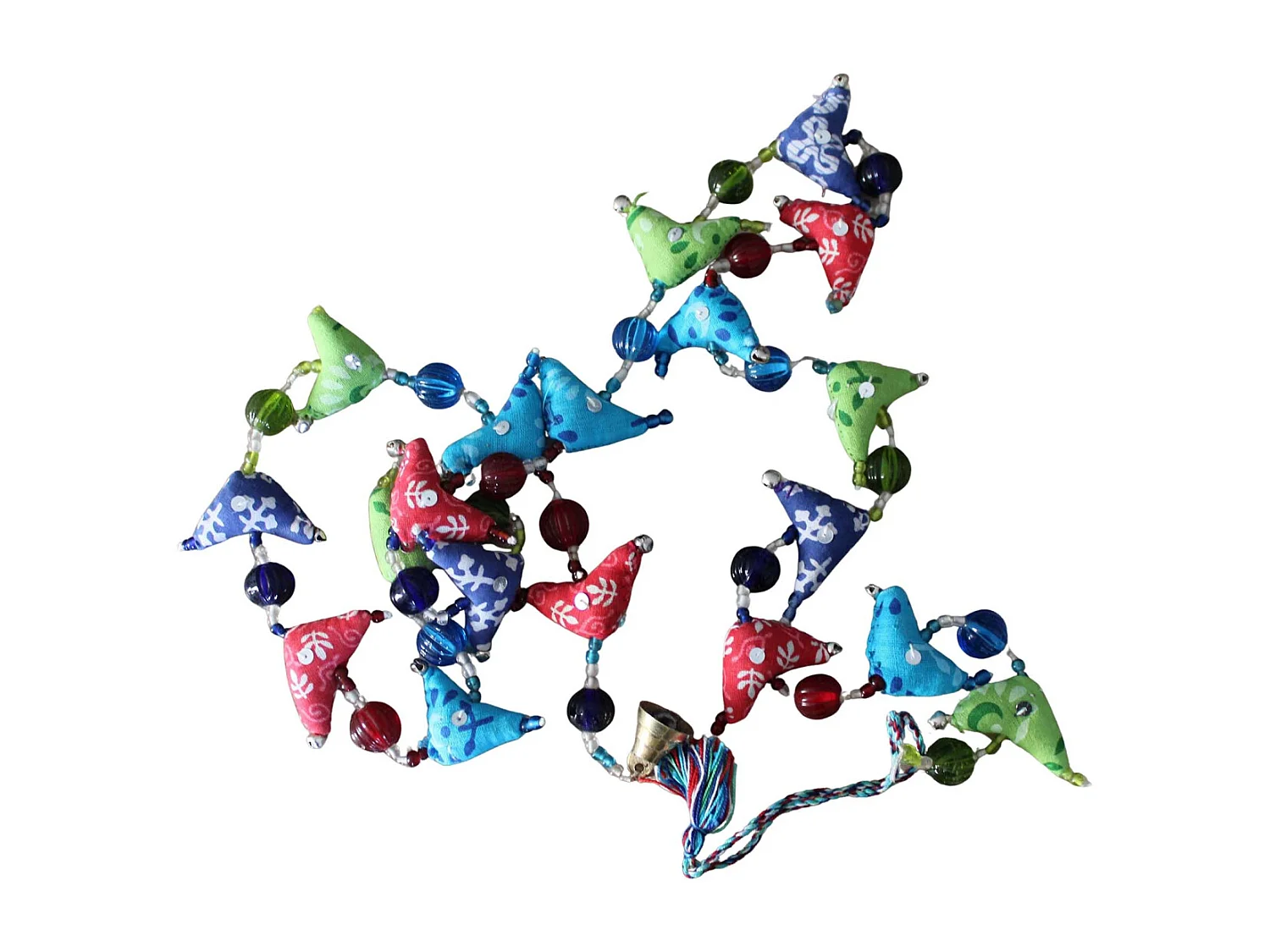 Girlande mit gefärbten Vögeln aus Stoff 140 cm