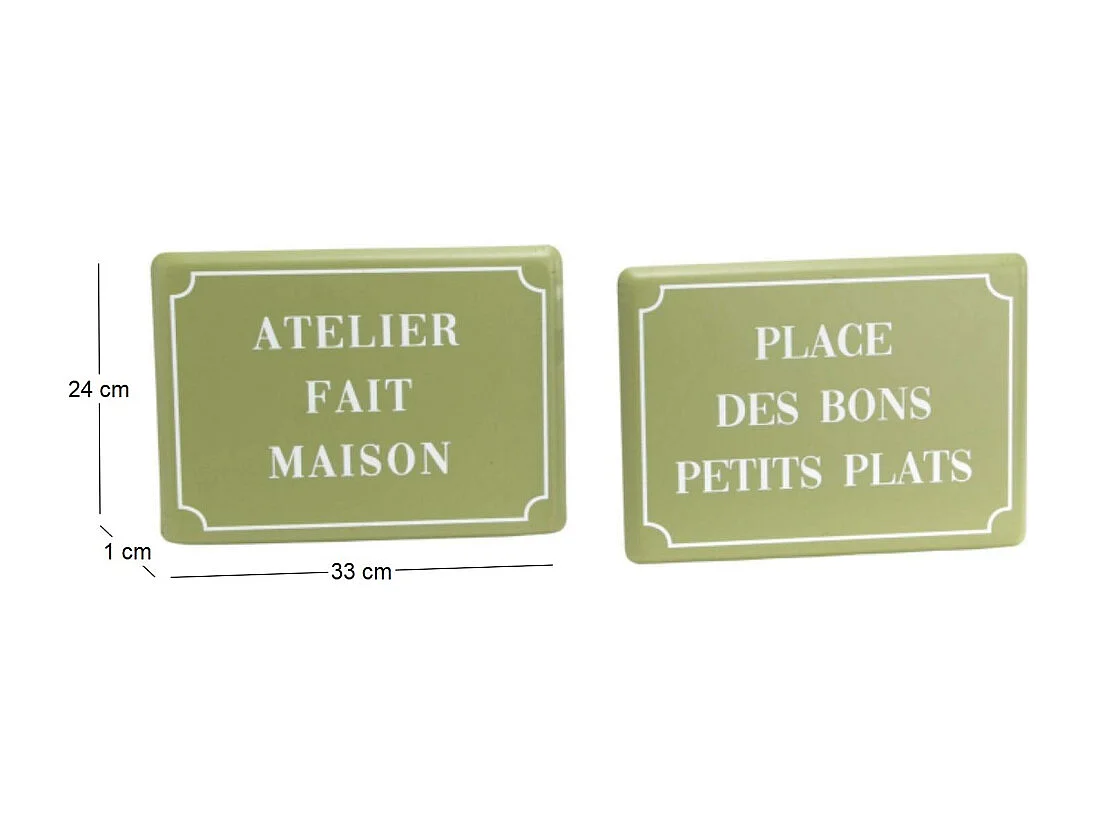 Plaques décoratives en métal Cuisine Green (Lot de 2)