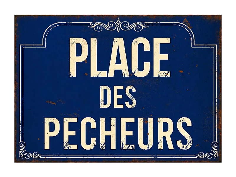 Plaque en métal humour 21 x 15 cm Place des pecheurs