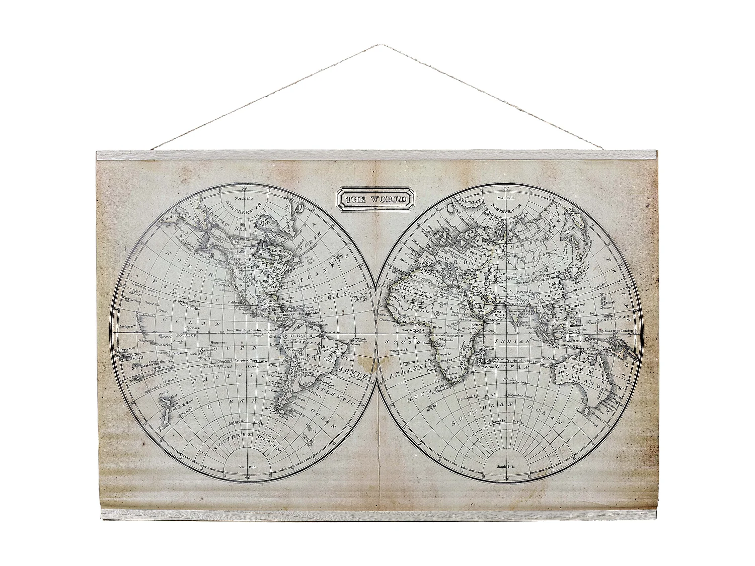 Mappemonde Murale En Textile Noir, Marron