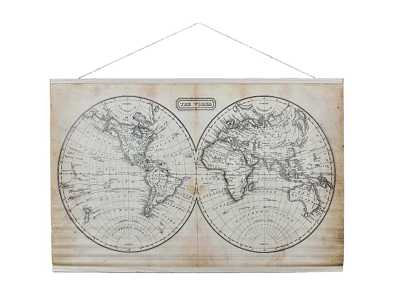 Mappemonde Murale En Textile Noir, Marron