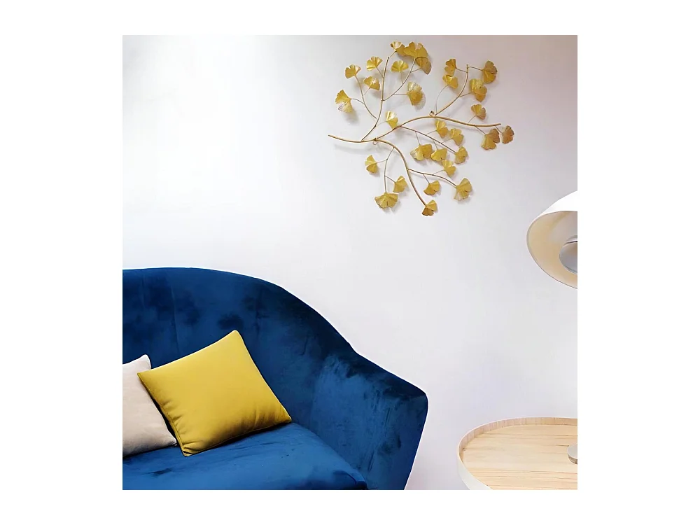 Décoration murale en métal doré Ginko