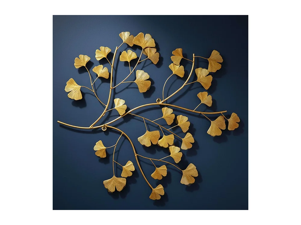 Décoration murale en métal doré Ginko