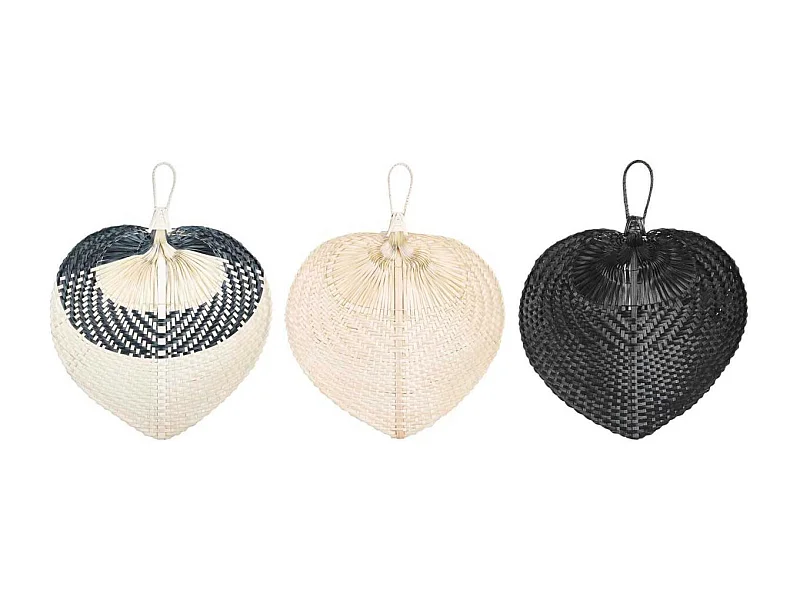 Lot De 3 Decoration Murale Feuille En Bambou Beige, Noir