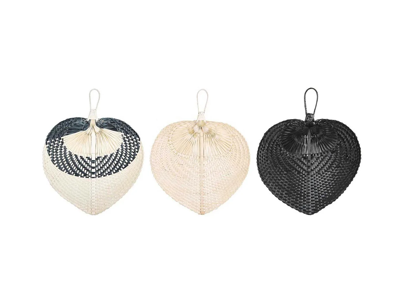 Lot De 3 Decoration Murale Feuille En Bambou Beige, Noir