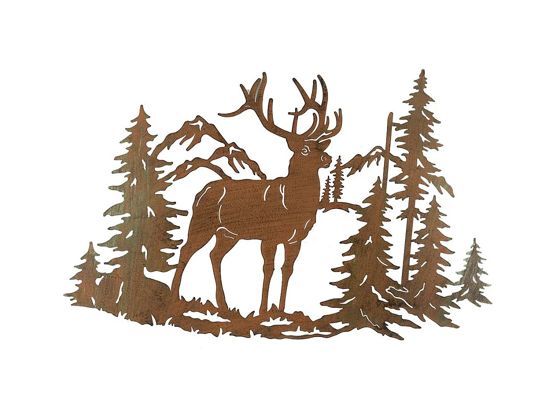 Décoration murale en métal Cerf Montagne