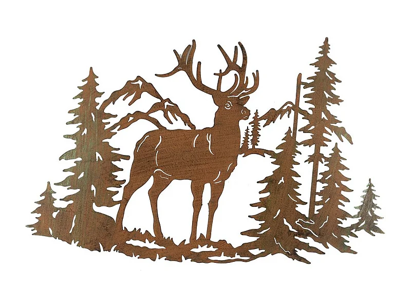 Décoration murale en métal Cerf Montagne