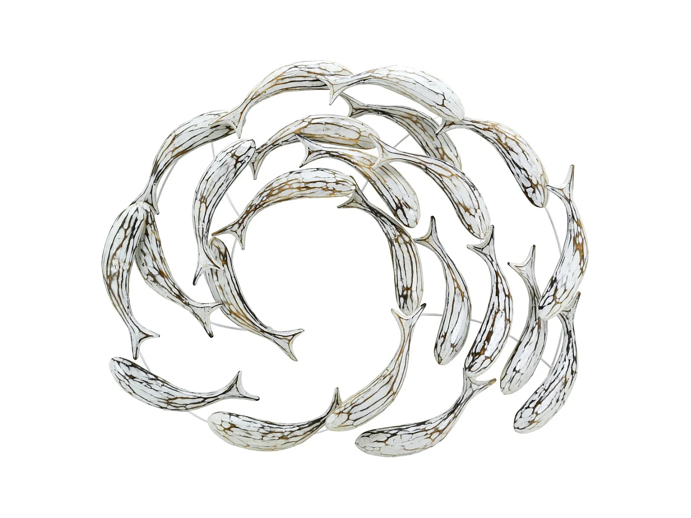 Banc de poissons en albasia Blanc antique