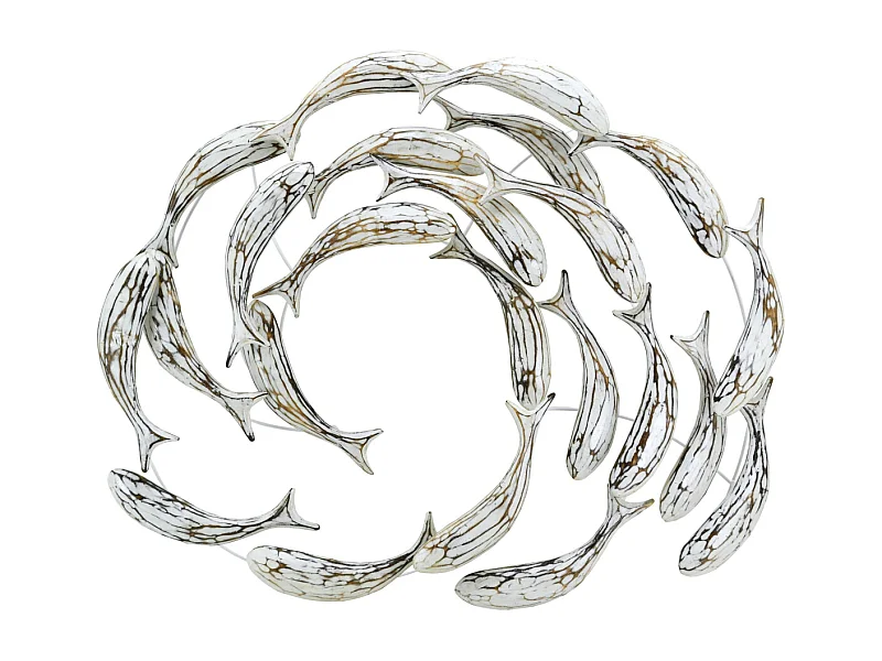 Banc de poissons en albasia Blanc antique