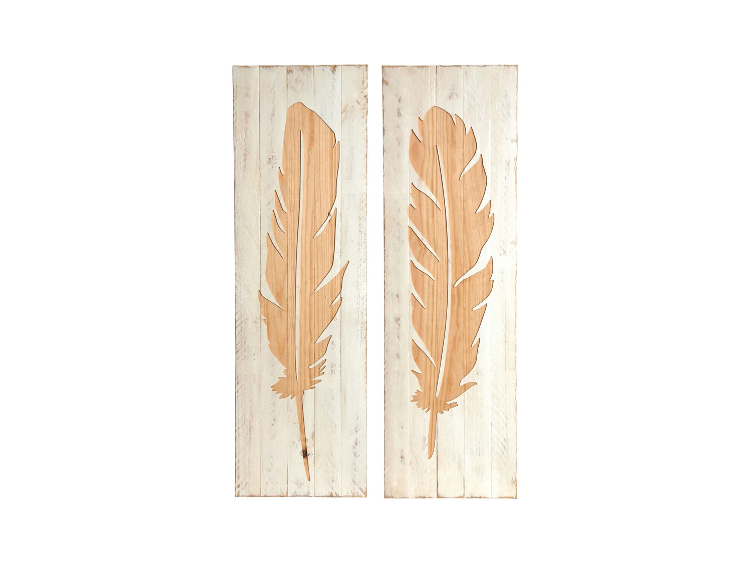 Décoration murale en bois Plume Lot de 2