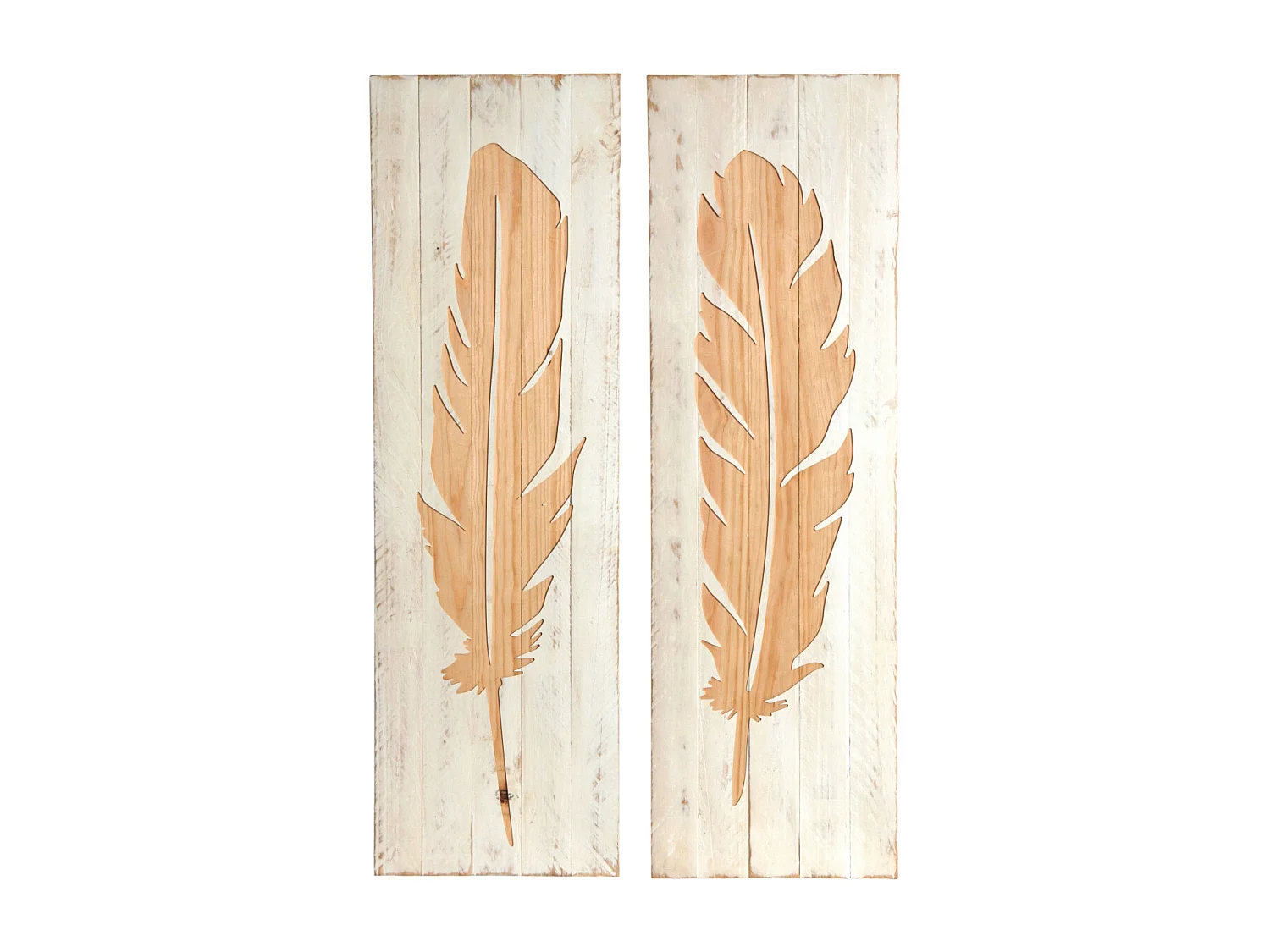 Décoration murale en bois Plume Lot de 2
