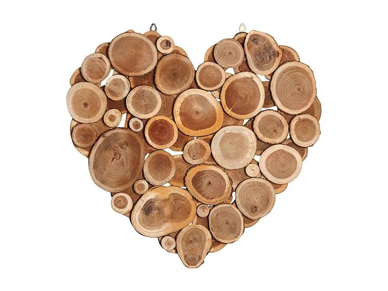Coeur à suspendre en rondins d'arbre à soie