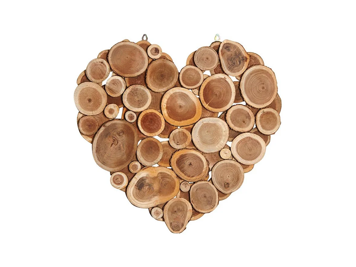 Coeur à suspendre en rondins d'arbre à soie