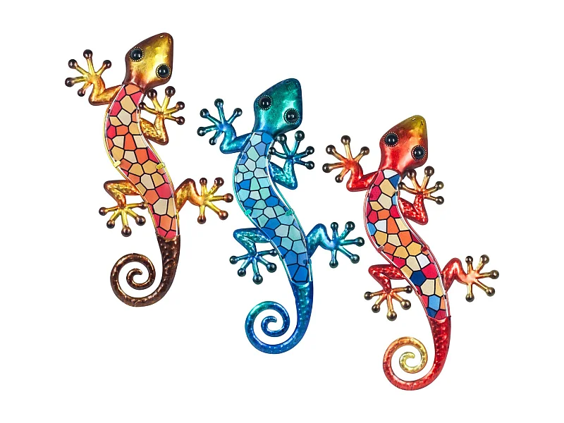 Geckos en métal et verre Mosaique colorée