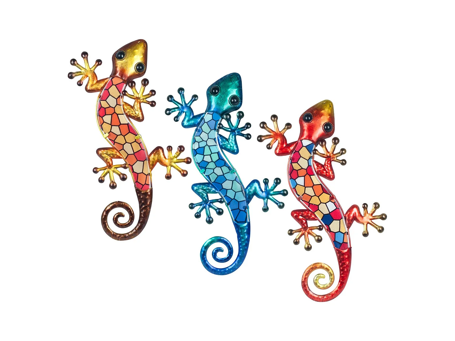 Geckos en métal et verre Mosaique colorée