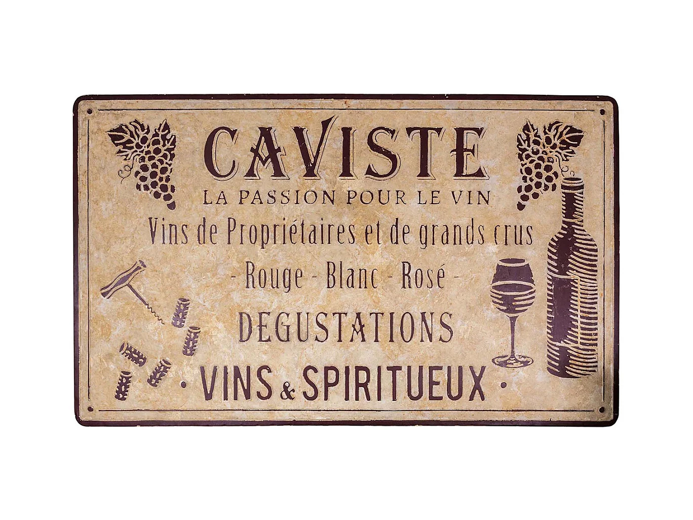 Grande plaque vintage en fer 122,5 x 74 cm Caviste