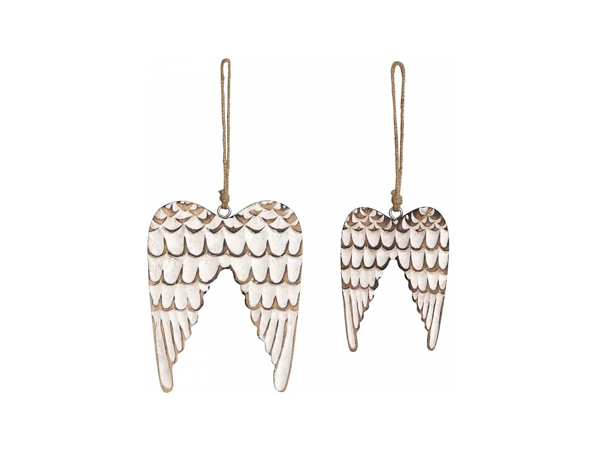 Ailes d'anges en manguier blanchi (Lot de 2)