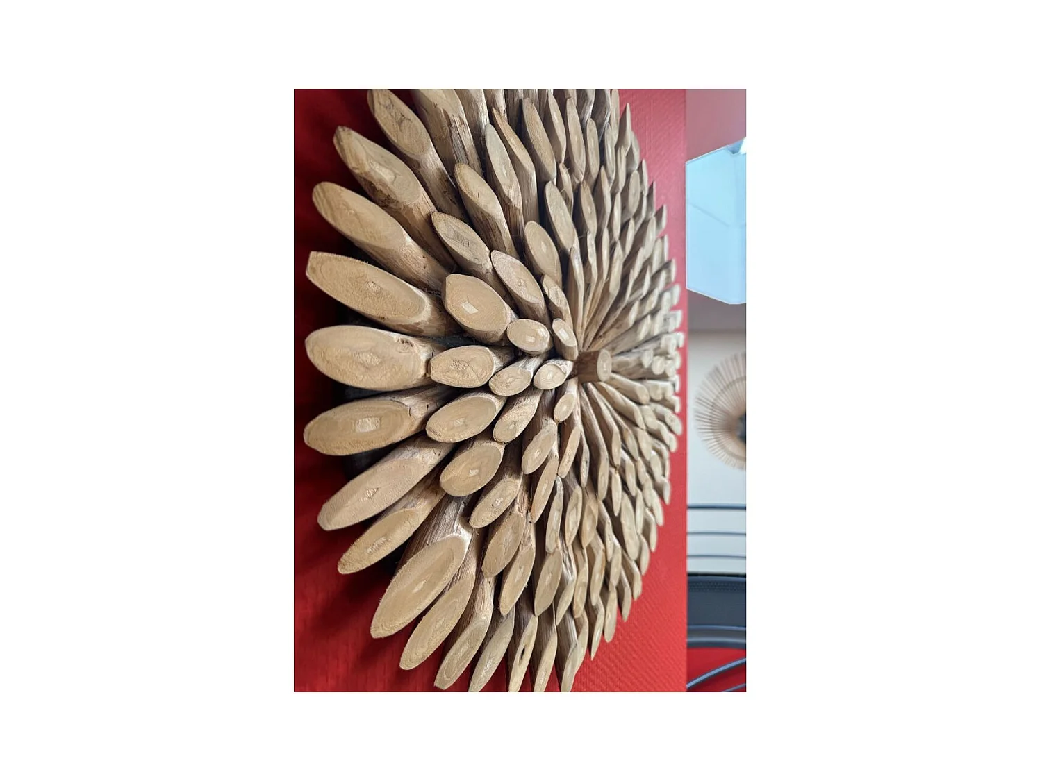 Décoration murale ronde en teck massif nature - Arthur