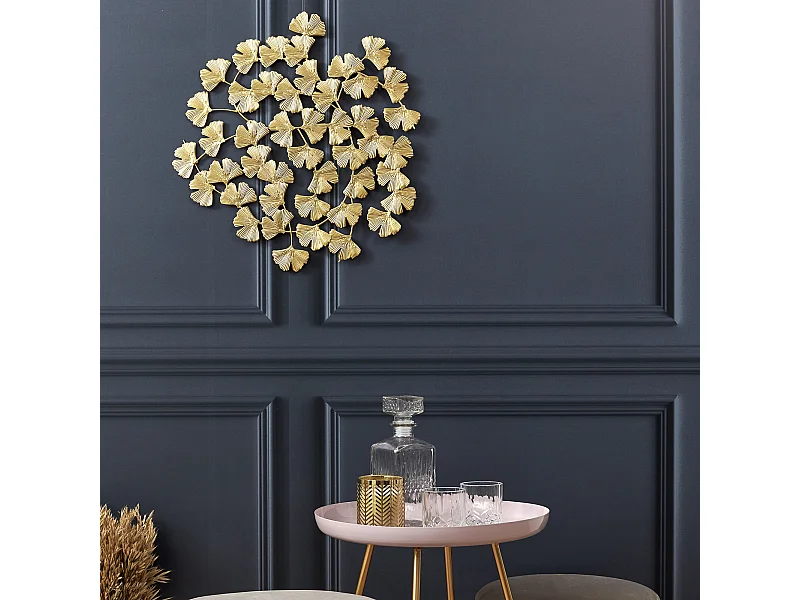 Decoration Murale Fleurs Metal Dore Or
