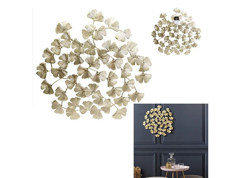 Decoration Murale Fleurs Metal Dore Or