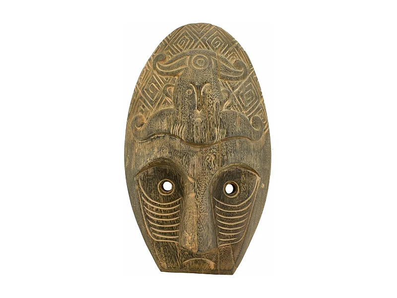 Masque ethnique en bois patiné