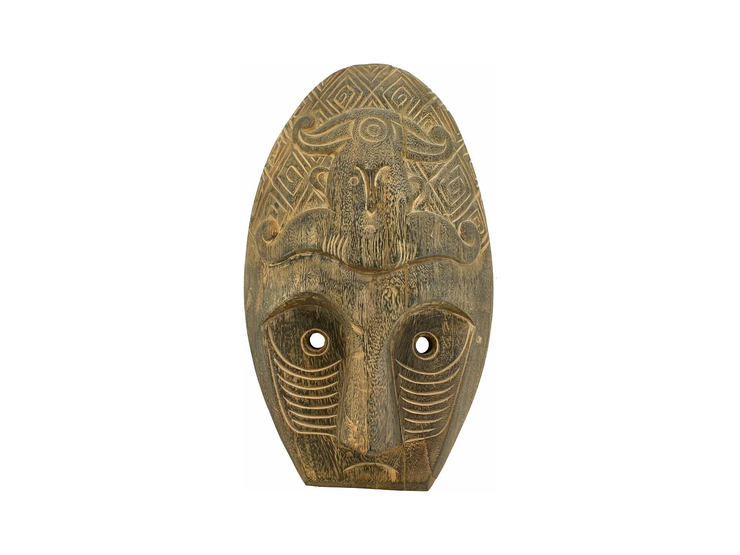 Masque ethnique en bois patiné