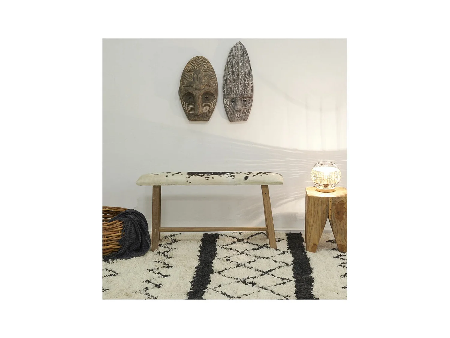 Masque ethnique en bois patiné