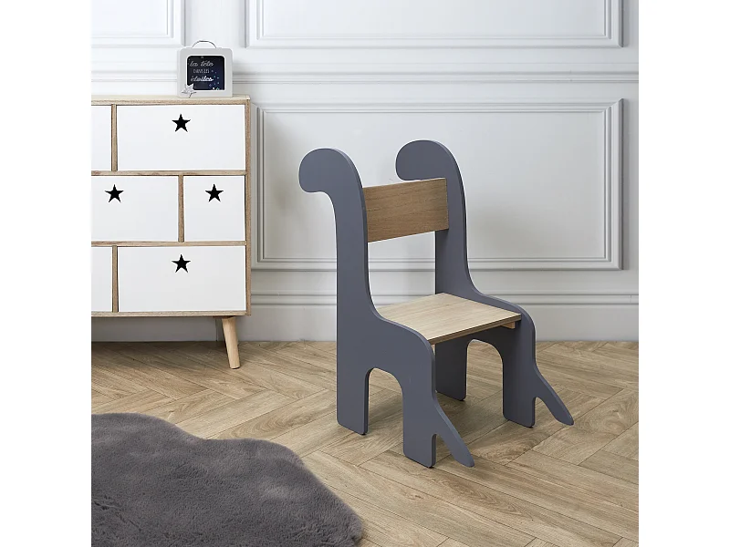 Chaise Enfant Dino Gris, Marron